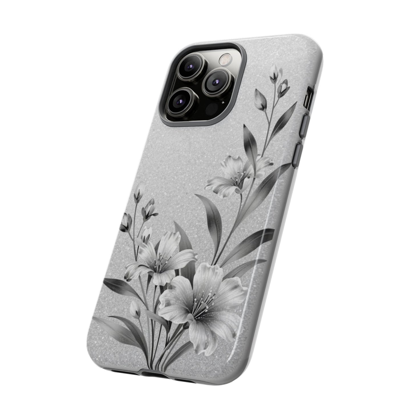 Floral Monochrome Phone Case — Elegant Black & White Lily Design