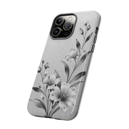 Floral Monochrome Phone Case — Elegant Black & White Lily Design