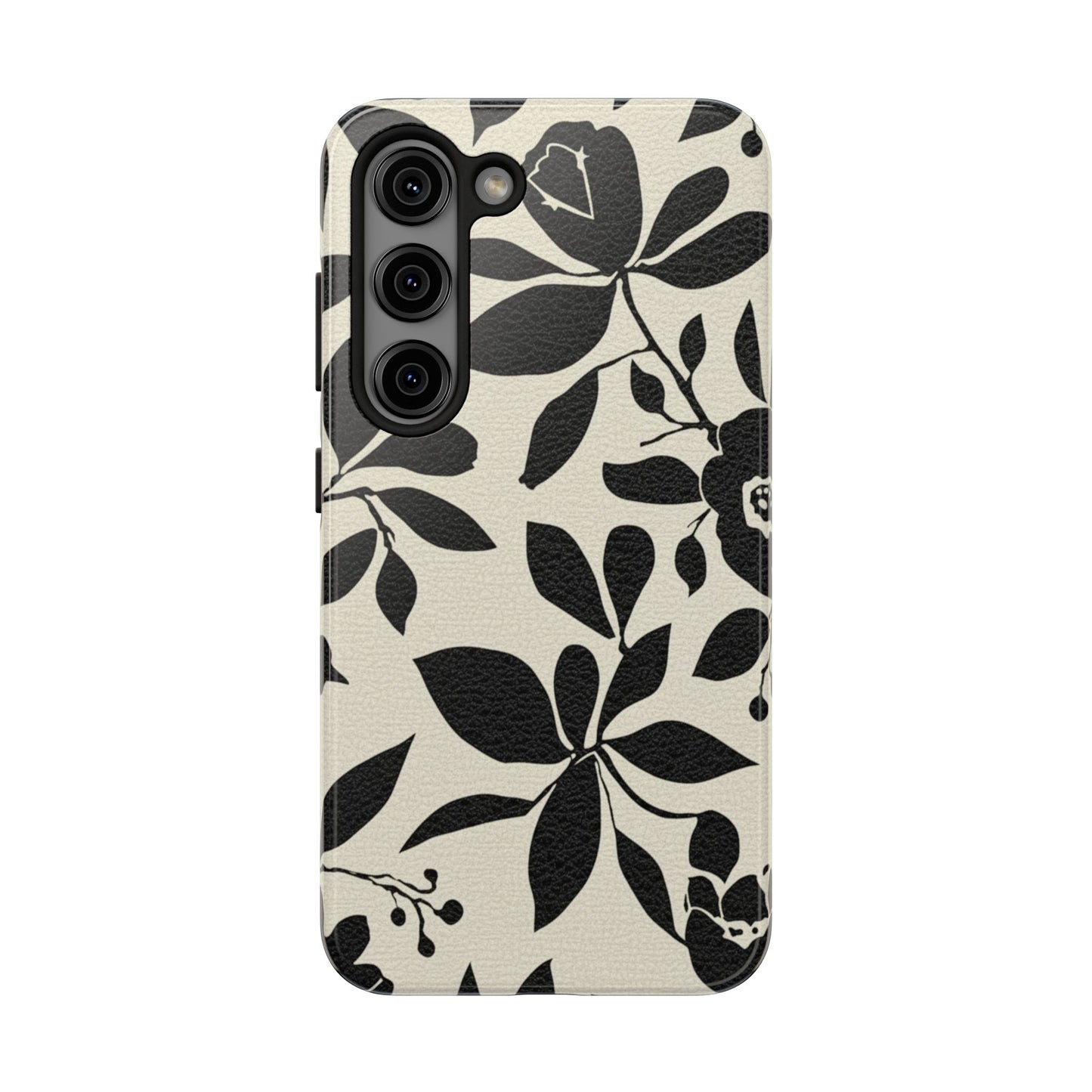 Tough Phone Case — Black Floral Silhouette Protective Cover