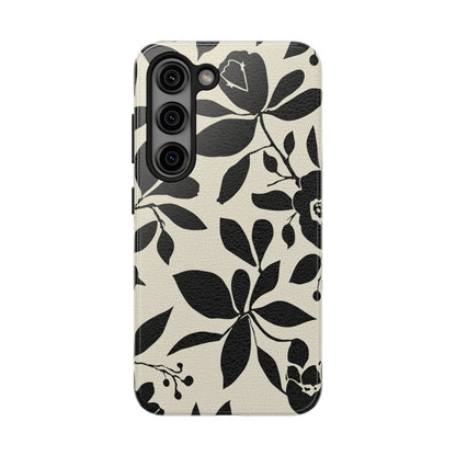 Tough Phone Case — Black Floral Silhouette Protective Cover