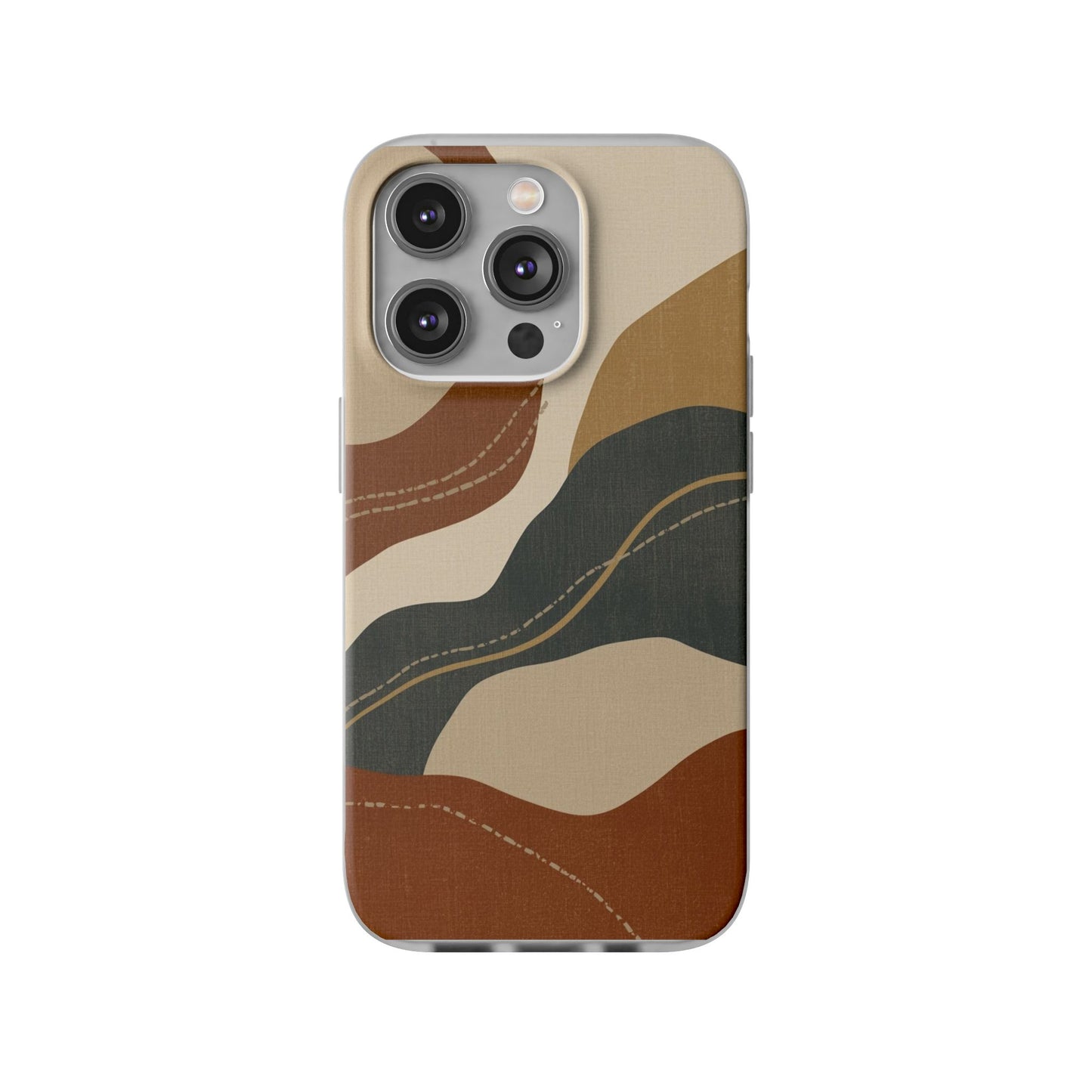 Abstract Earth Tone Phone Case — Boho Wavy Flexi Case