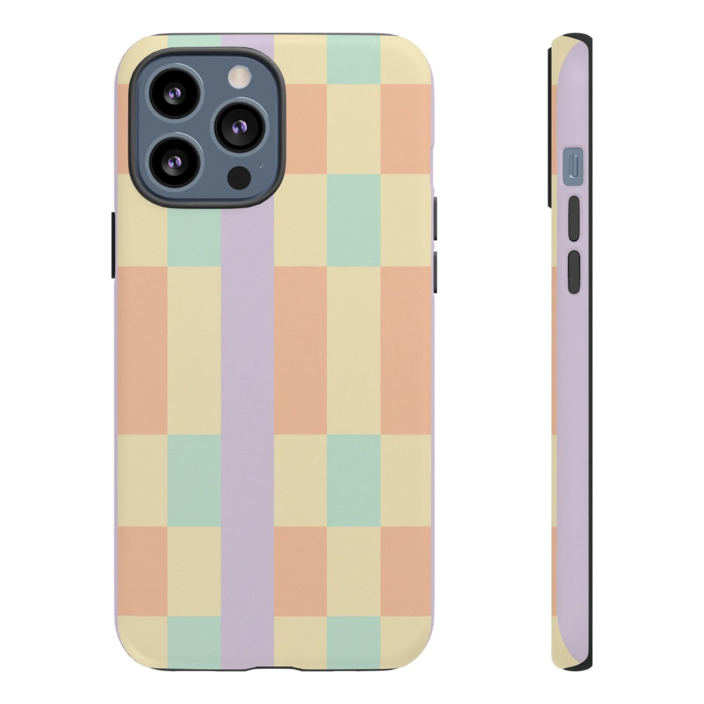 Pastel Checkered Phone Case — Retro Stripe Tough Case