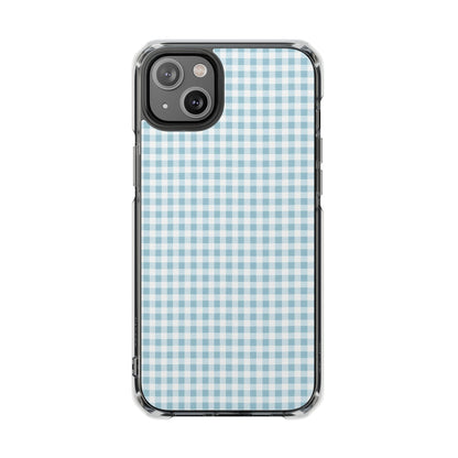 Blue Gingham Clear Magnetic Phone Case