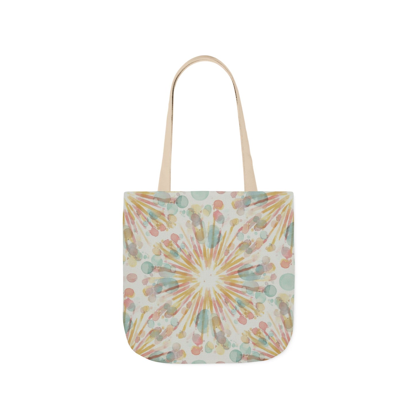 Boho Sunburst Canvas Tote Bag — Pastel Tie-Dye Beach & Market Bag