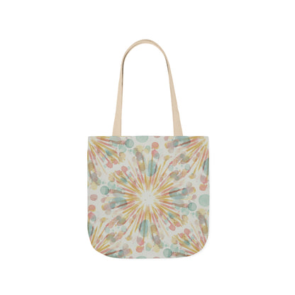 Boho Sunburst Canvas Tote Bag — Pastel Tie-Dye Beach & Market Bag