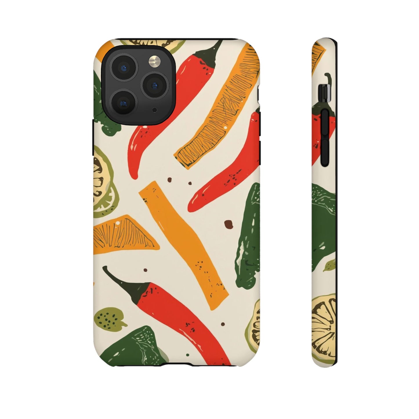 Spicy Peppers Phone Case – Colorful Chili, Lime & Citrus Pattern