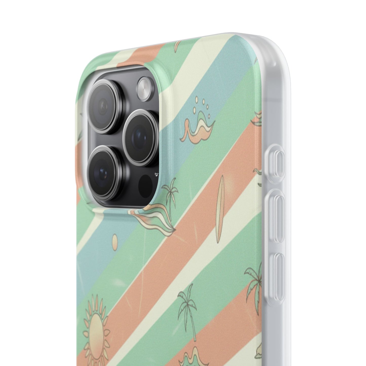 Beach Vibes Phone Case — Retro Pastel Surf & Palm Protective Flexi Case