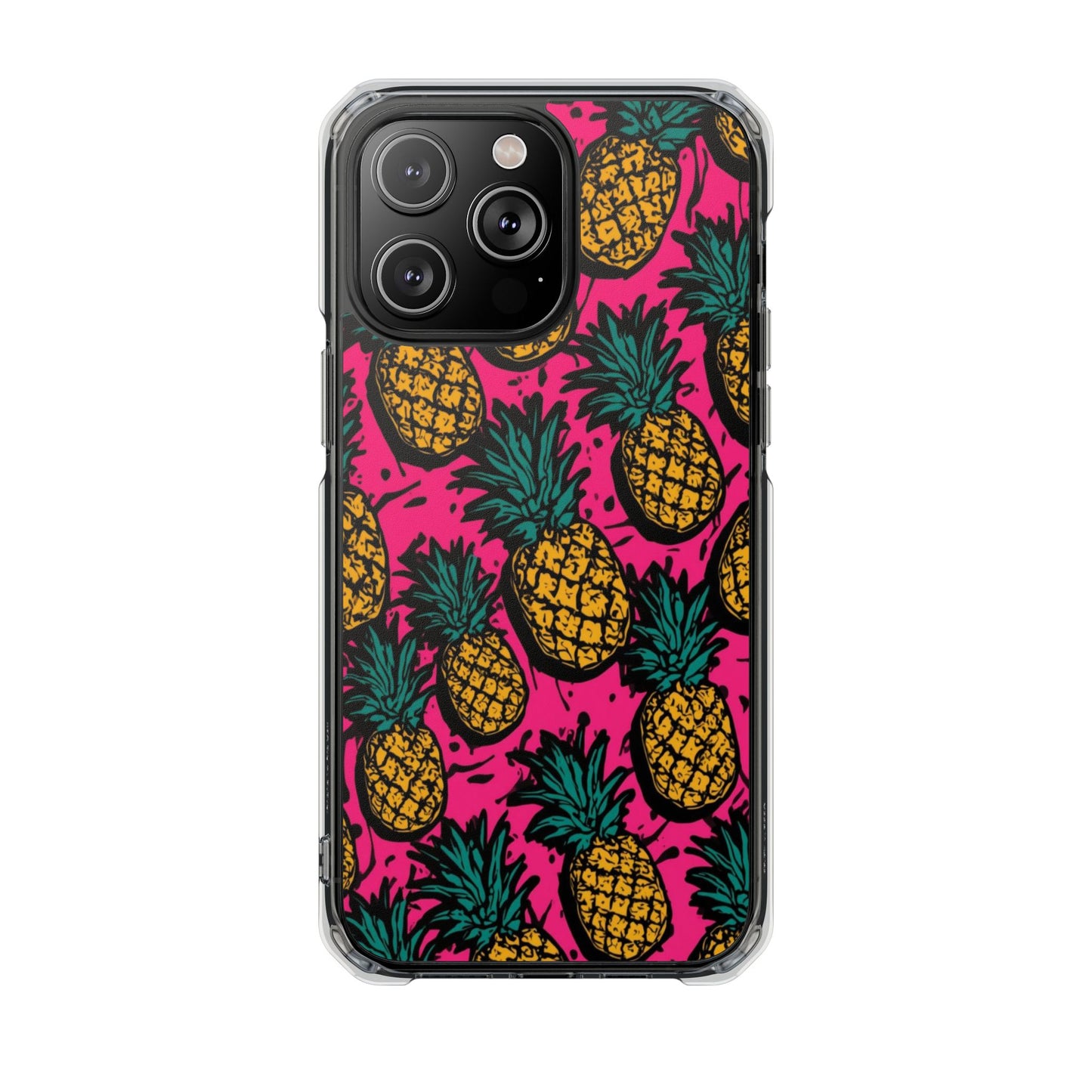 Pineapple Pop Clear Magnetic Phone Case — Impact-Resistant Tropical Design