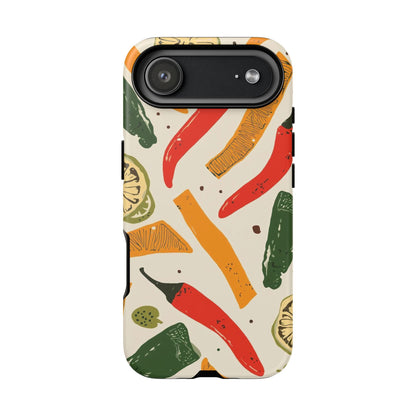 Spicy Peppers Phone Case – Colorful Chili, Lime & Citrus Pattern