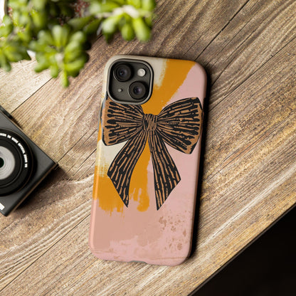Bow Brushstroke Tough Phone Case — Pink & Mustard