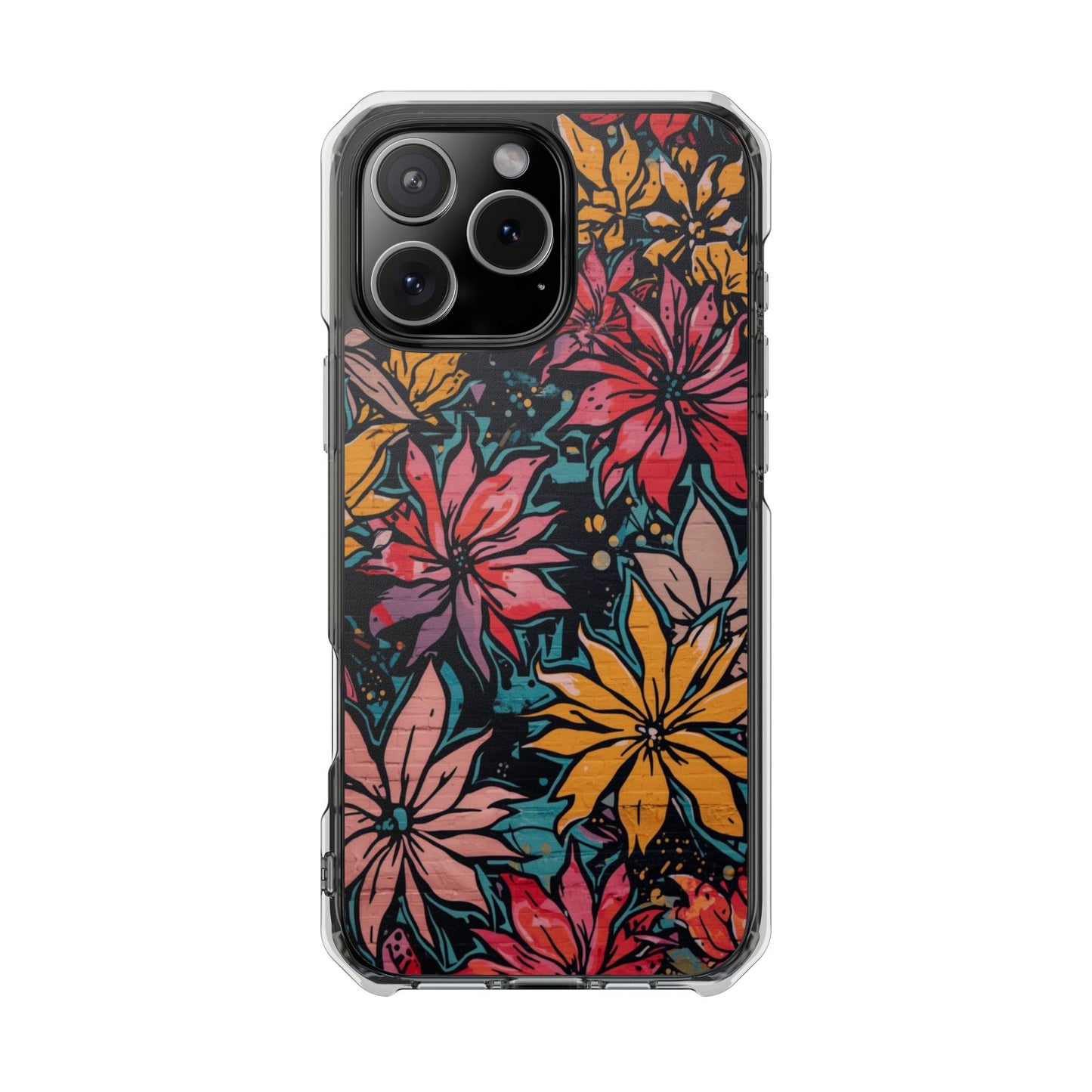 Clear Impact Phone Case — Vibrant Floral Poinsettia Design (Magnetic)