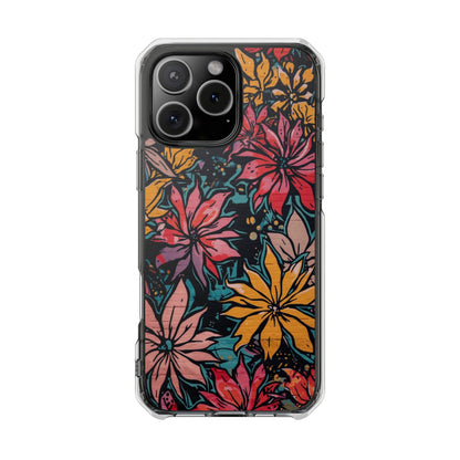 Clear Impact Phone Case — Vibrant Floral Poinsettia Design (Magnetic)