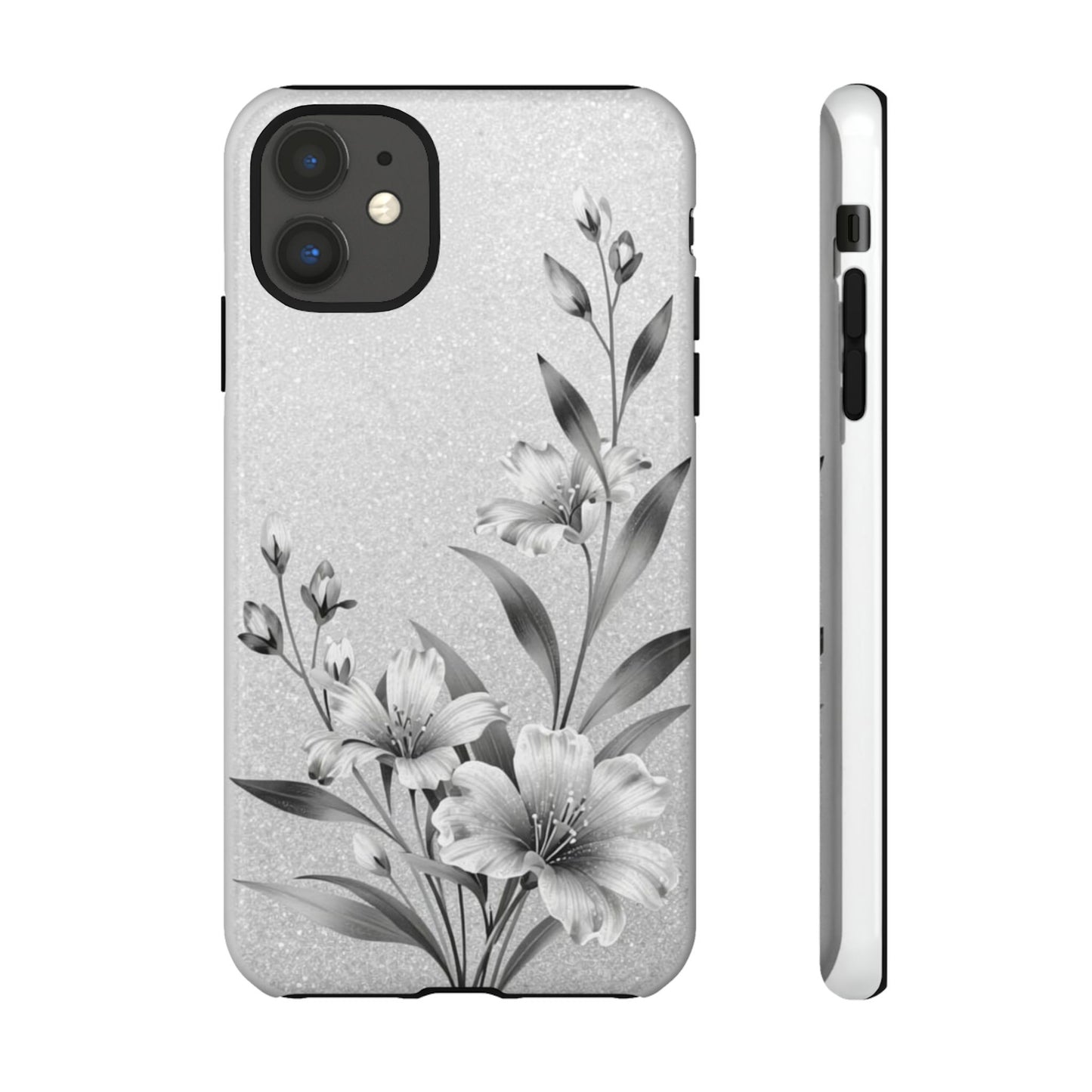 Floral Monochrome Phone Case — Elegant Black & White Lily Design