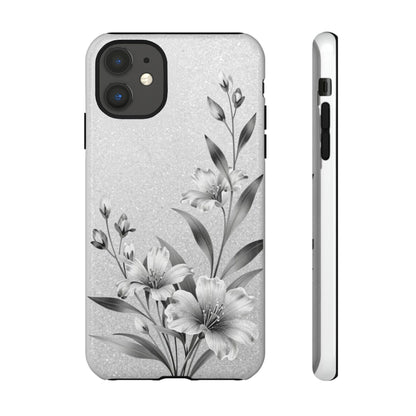 Floral Monochrome Phone Case — Elegant Black & White Lily Design