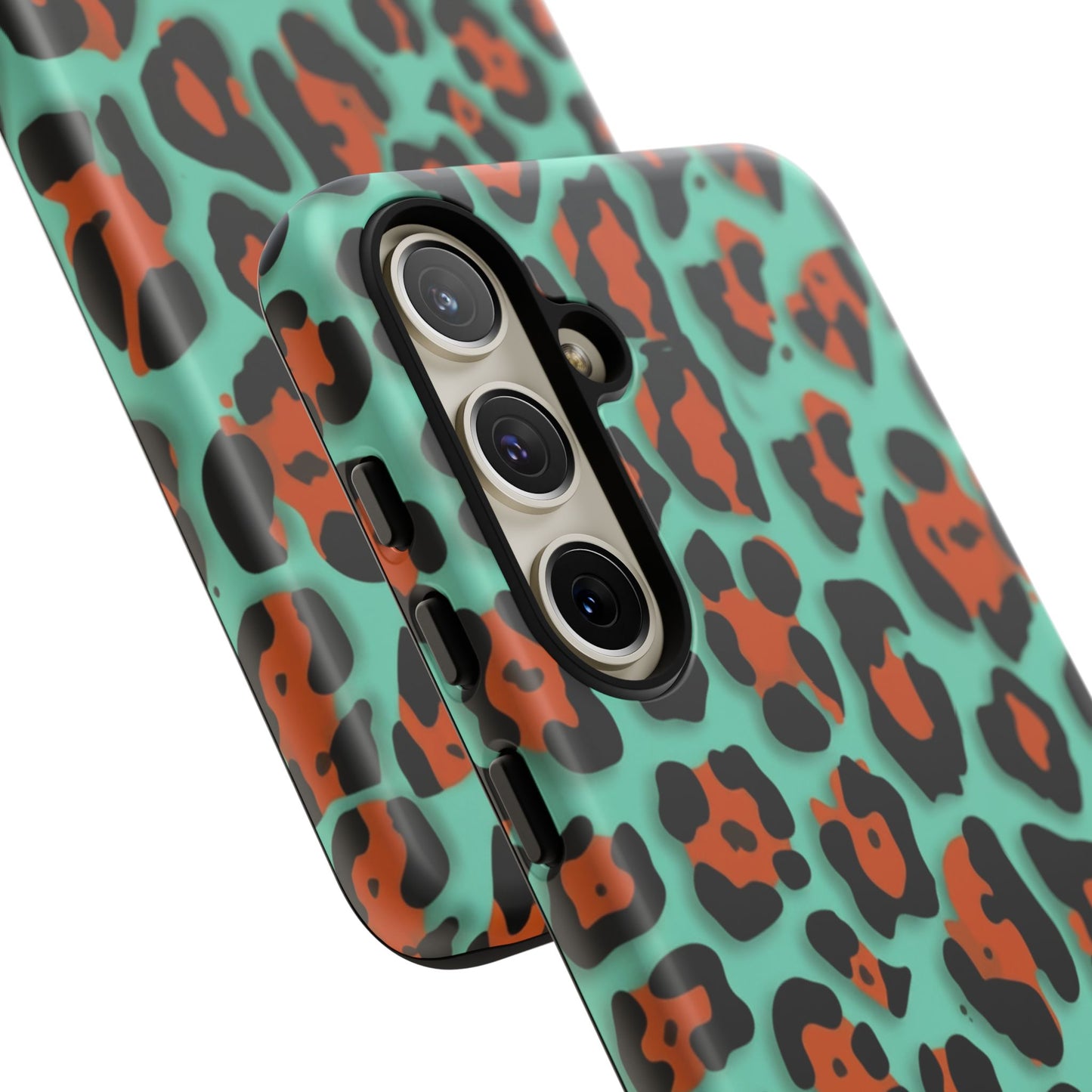 Teal & Rust Leopard Phone Case — Tough Protective Animal Print