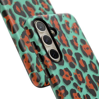 Teal & Rust Leopard Phone Case — Tough Protective Animal Print