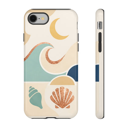 Sea Breeze Tough Phone Case — Retro Waves & Shells Design