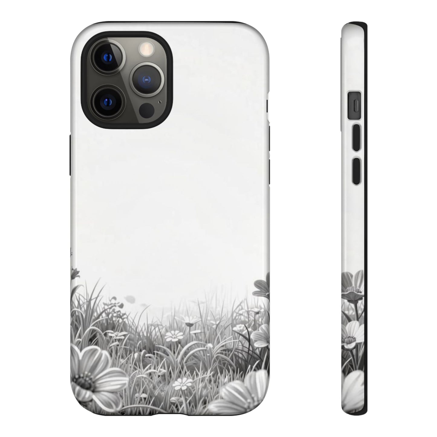 Butterfly Floral Tough Phone Case – Monochrome Garden Protection