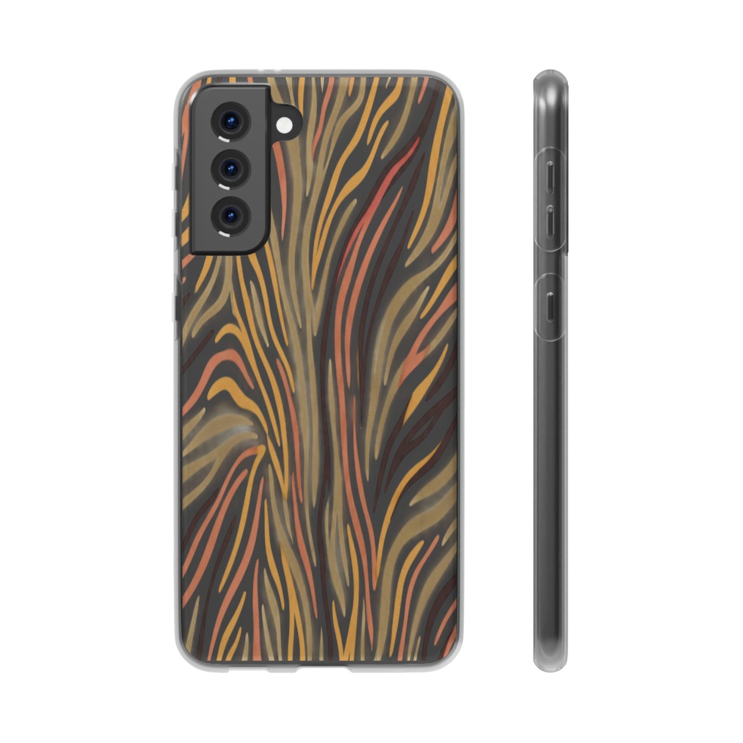 Marbled Neutral Stripe Phone Case — Abstract Beige & Terracotta Flexi Case