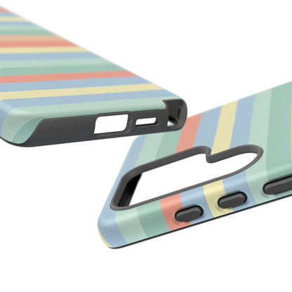 Pastel Striped Phone Case — Retro Horizontal Multi-Color Tough Case