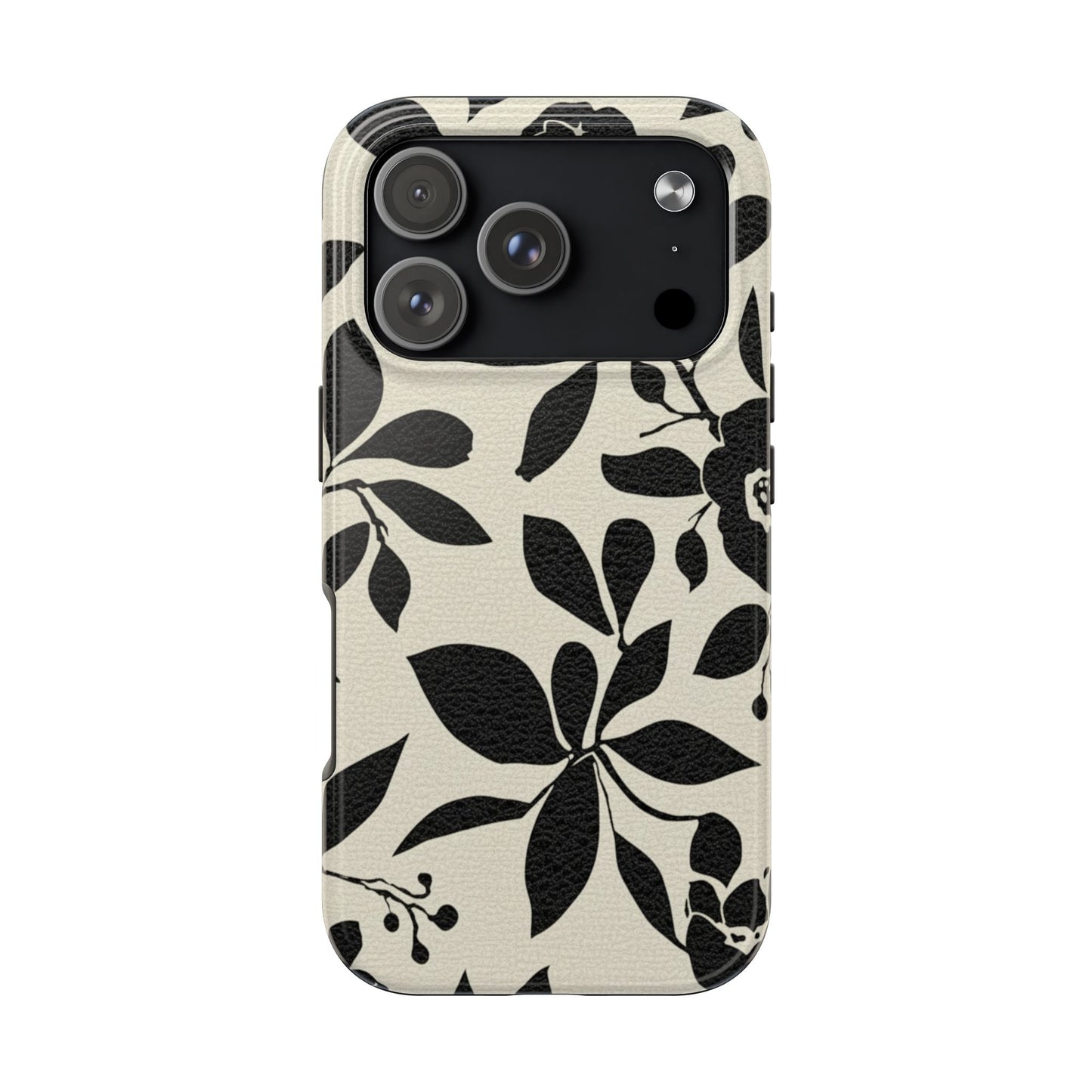 Tough Phone Case — Black Floral Silhouette Protective Cover