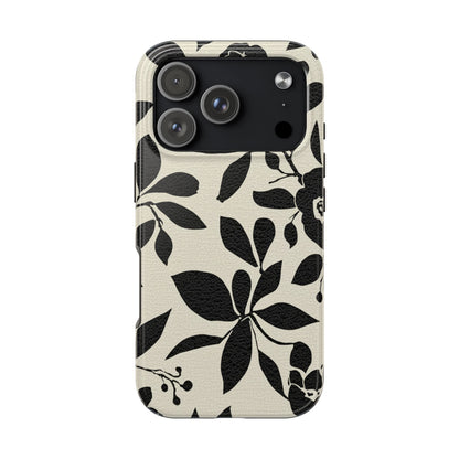 Tough Phone Case — Black Floral Silhouette Protective Cover