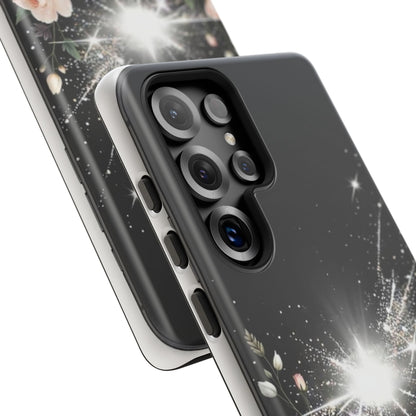 Floral Burst Phone Case — Protective Black Sparkle Design