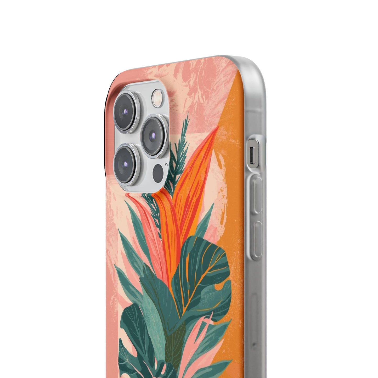 Tropical Botanical Phone Case — Pink & Orange Floral Flexi Case