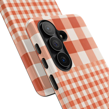 Buffalo Check Tough Phone Case — Orange Gingham Protective Cover