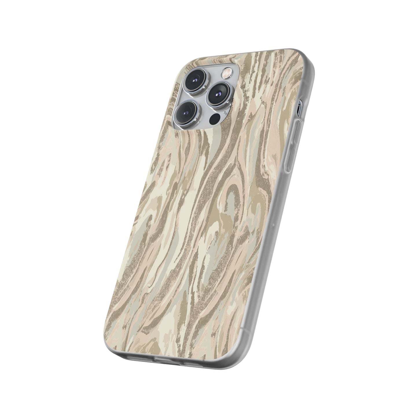 Neutral Marble Swirl Flexi Phone Case — Beige Abstract Protective Cover