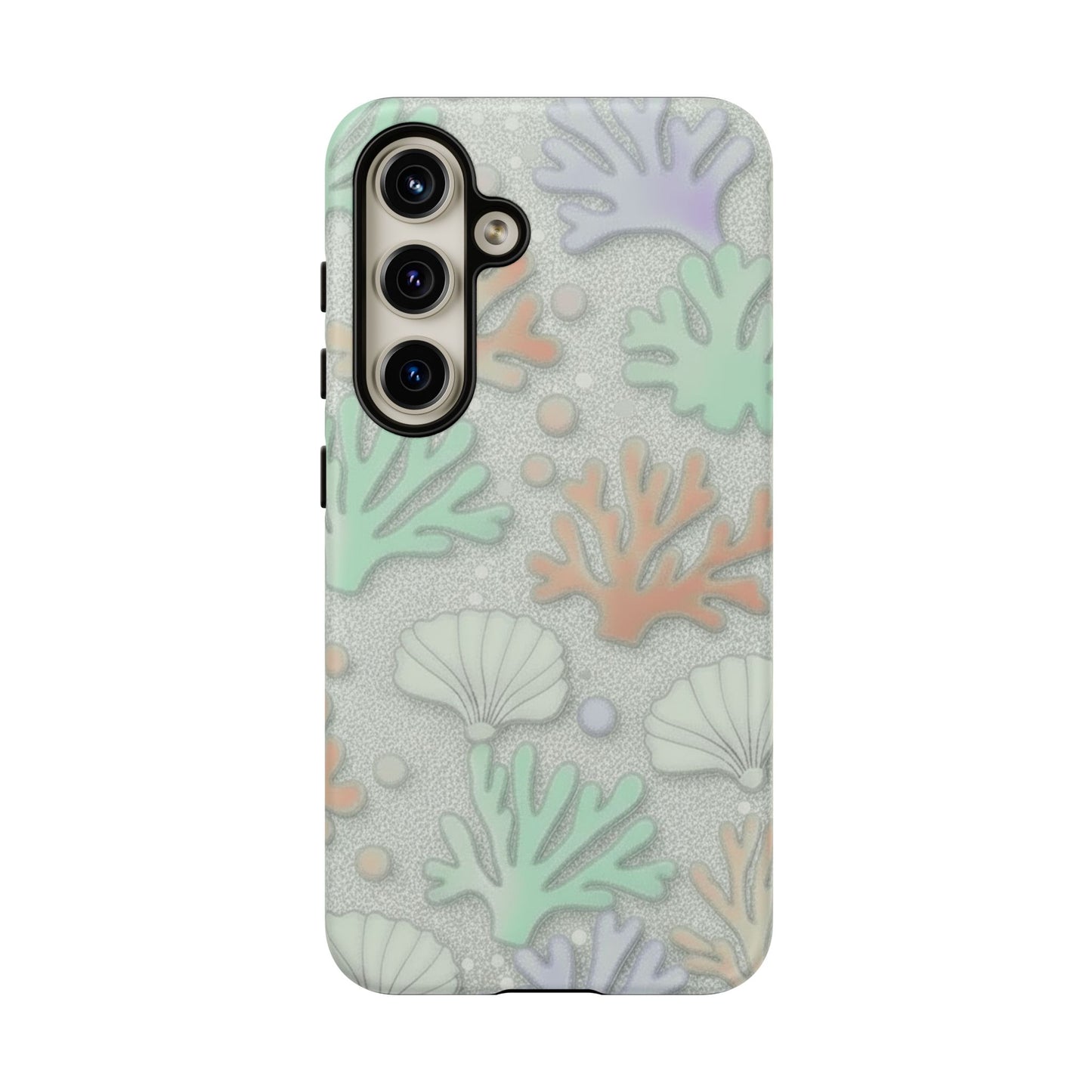 Pastel Coral Reef Tough Phone Case – Sea Shell & Coral Pattern Durable Protector