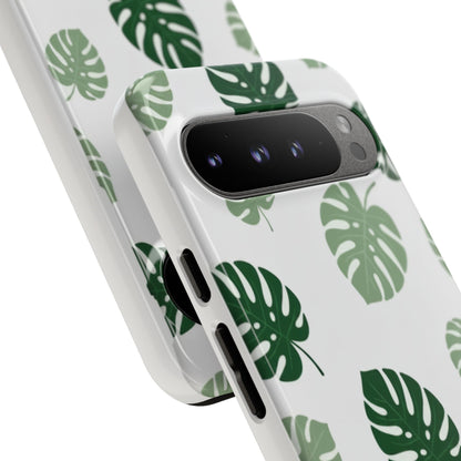 Monstera Leaf Tough Phone Case – Tropical Green Palm Pattern Protective Cover