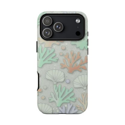 Pastel Coral Reef Tough Phone Case – Sea Shell & Coral Pattern Durable Protector