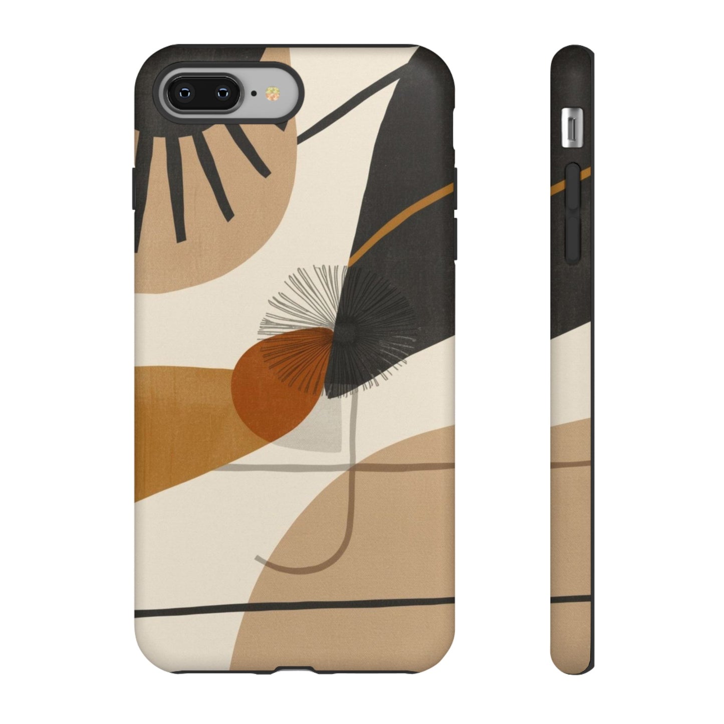 Abstract Earth Tone Phone Case — Mid-Century Minimalist Tough Case