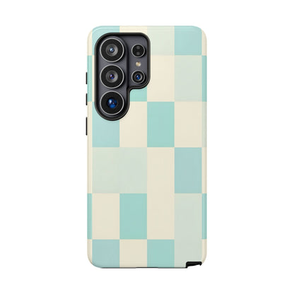 Pastel Checkerboard Tough Case – Mint & Cream Protective Phone Cover