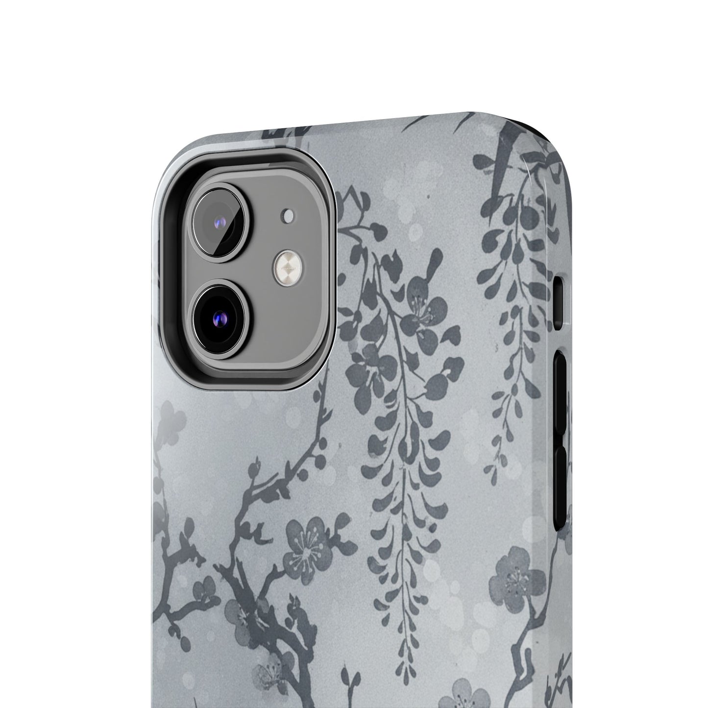 Tough Phone Case — Gray Cherry Blossom Ink Floral Design