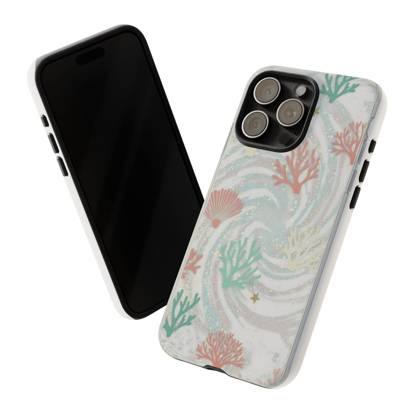 Seafoam Coral Tough Phone Case - Pastel Ocean Wave Design