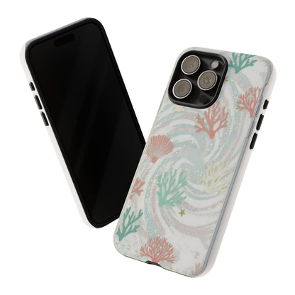 Seafoam Coral Tough Phone Case - Pastel Ocean Wave Design