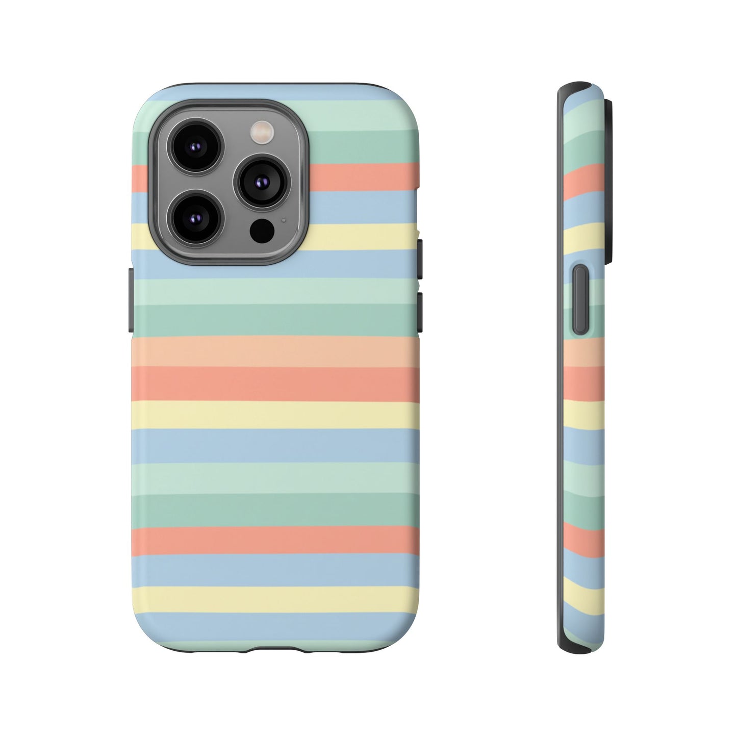 Pastel Striped Phone Case — Retro Horizontal Multi-Color Tough Case