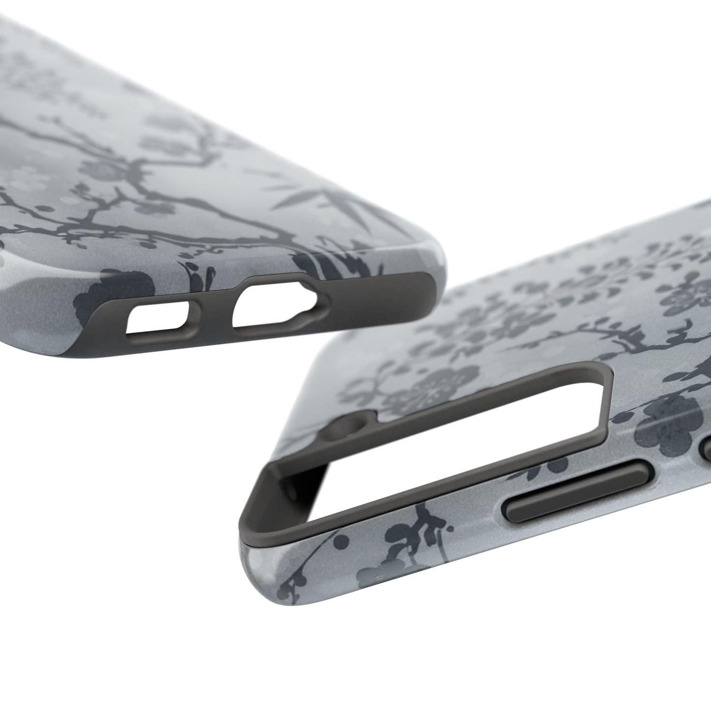 Tough Phone Case — Gray Cherry Blossom Ink Floral Design