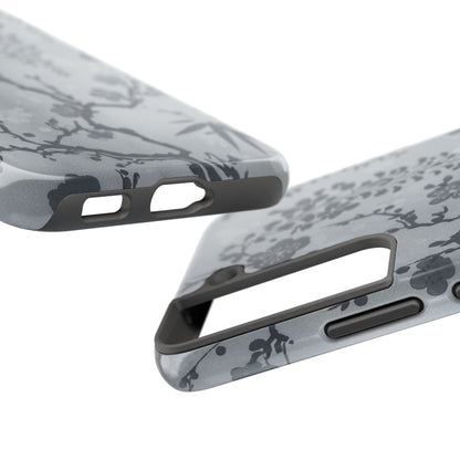 Tough Phone Case — Gray Cherry Blossom Ink Floral Design