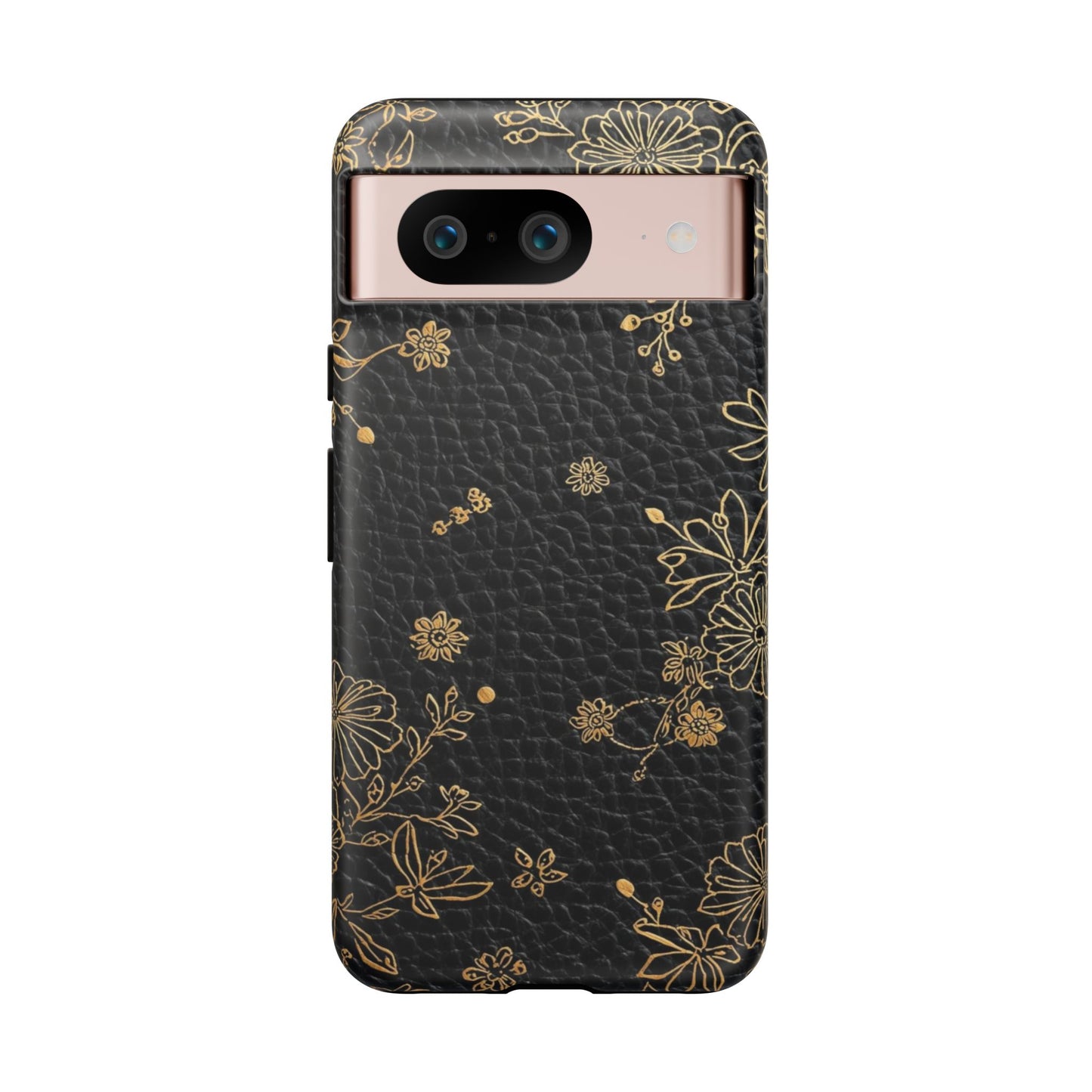 Floral Gold Foil Leather Texture Tough Phone Case