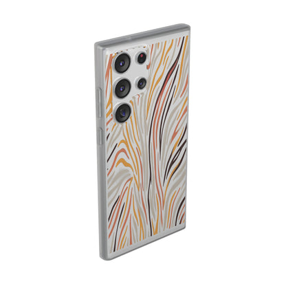 Marbled Neutral Stripe Phone Case — Abstract Beige & Terracotta Flexi Case