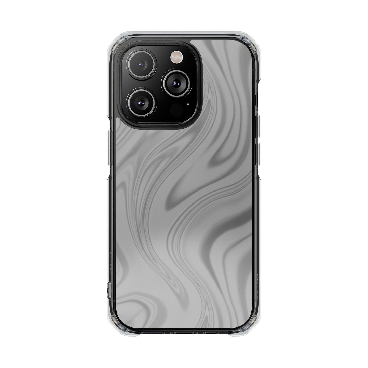 Clear Magnetic Impact Phone Case — Gray Marble Swirl