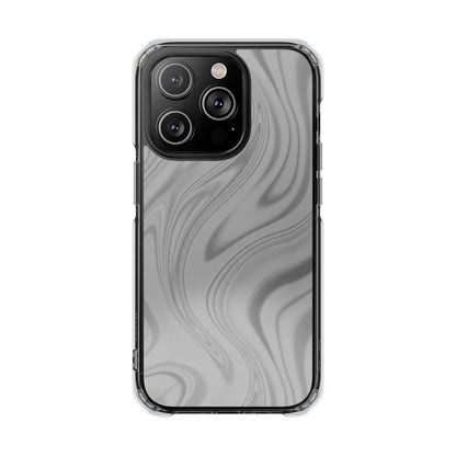 Clear Magnetic Impact Phone Case — Gray Marble Swirl