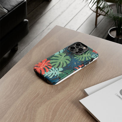 Tropical Monstera Phone Case — Colorful Leaf Protective Tough Case