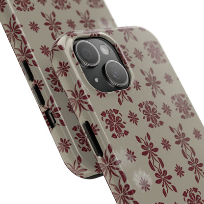 Tough Phone Case — Vintage Red Floral Pattern Protective Cover