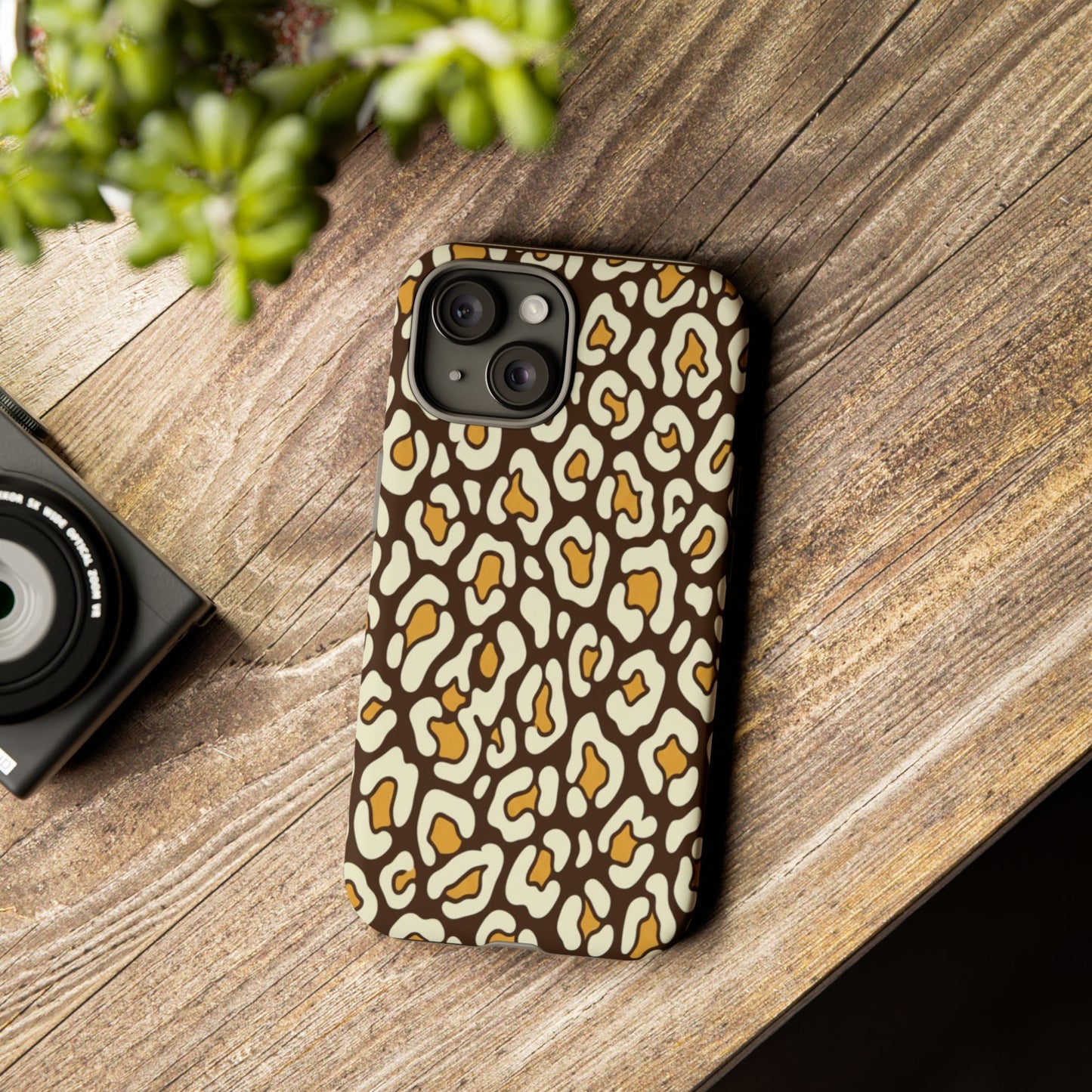 Leopard Print Tough Phone Case — Durable Protective iPhone Cover