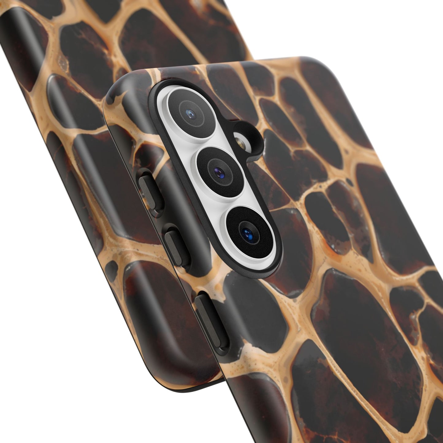 Phone Case — Brown Leather Dot Texture Rugged Protective Cover