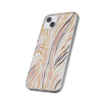 Marbled Neutral Stripe Phone Case — Abstract Beige & Terracotta Flexi Case